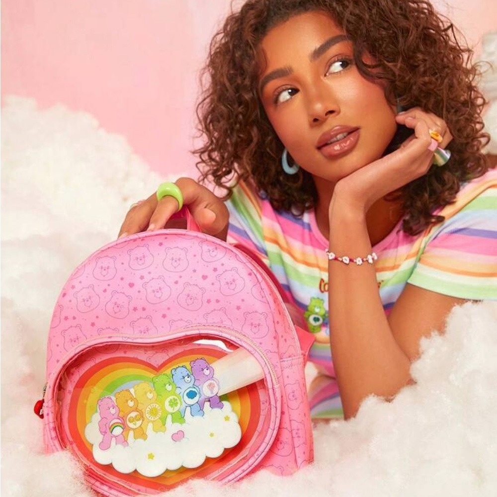 Rebellious Rose X Care Bears Cartoon Bear & Heart Print Cute Backpack
